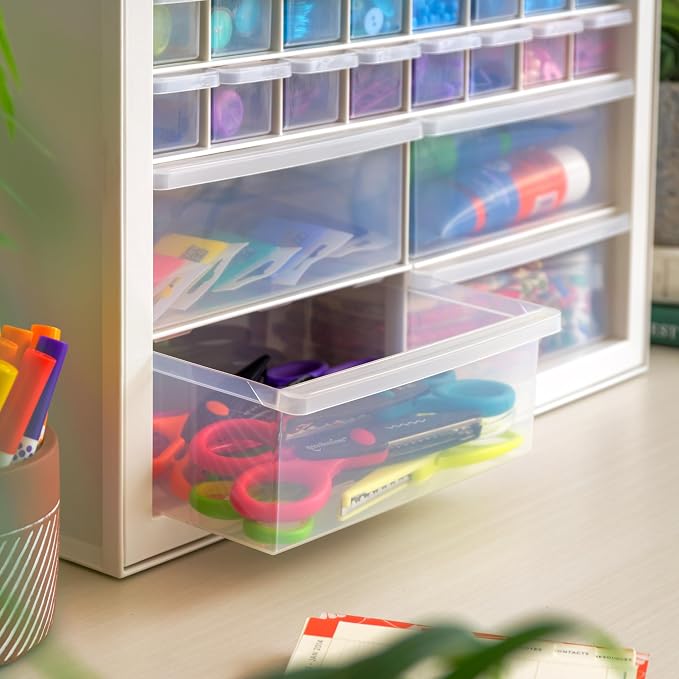 IRIS USA 36-Drawer Storage Cabinet, Bead Craft Supplies, Made in USA, White | Wall mountable, Stackable, Hardware, Electronics, Teacher Toolbox, Small Parts