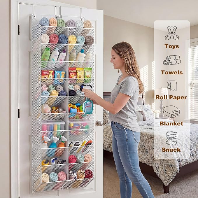 UVIAHOMI Over the Door Shoe Organizer for 20-30 Pairs, 10-Tier, White