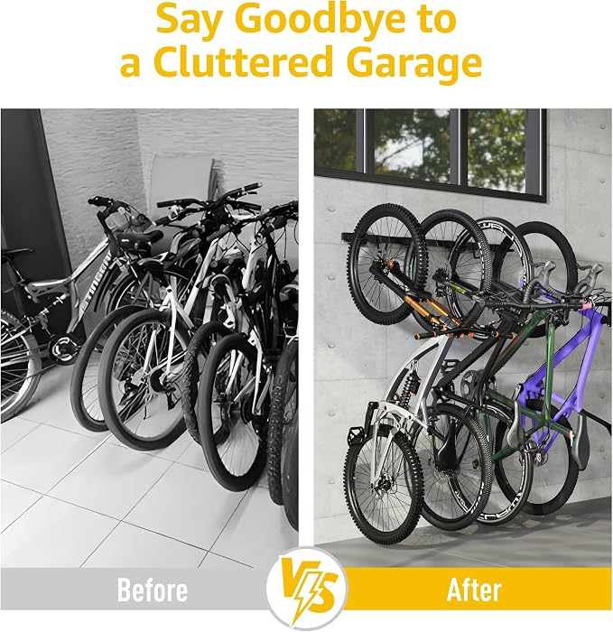 monTEK Enhanced Bike Storage Rack, Adjustable 4-Bike and 2-Helmet Hangers | Customizable for Various Bike Sizes, Heavy-Duty Steel Bike Wall Mount, Max Load 265lbs,for Indoor Bike Storage, 48-in
