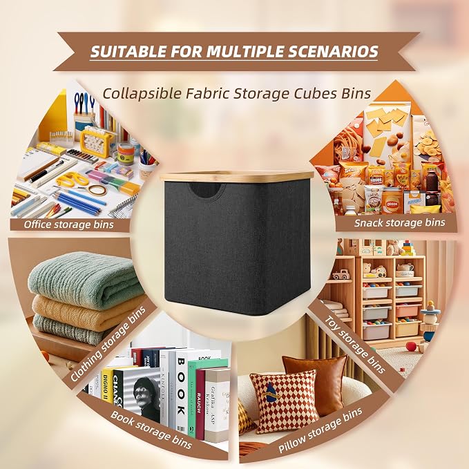 Cube Storage Bin 12 Inch -2 Pack,Collapsible Cube Storage Organizer with Handles,Fabric Storage Bins for Cubes Storages,Square Baskets for Organizing,Storage Bins for Shelve
