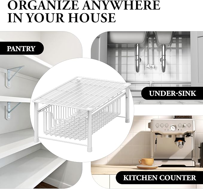 Simple Houseware Stackable Basket Drawer, White