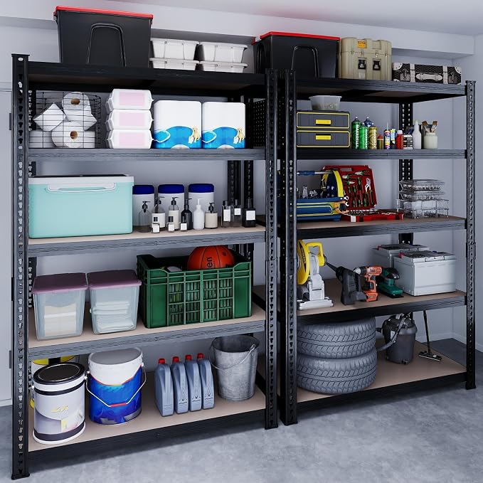 78'' H Garage Storage Shelves, Shelving Units and Storage, Heavy Duty Garage Shelving, Metal Shelves for Basement, Warehouse, Pantry, Kitchen, 78''H x 40''W x 16''D, 2200 LBS