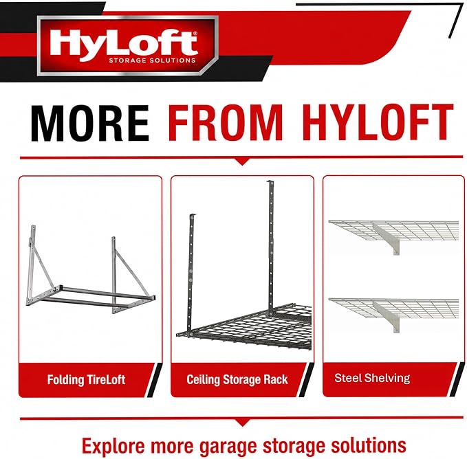 HyLoft Adjustable Garage Ceiling Mount Storage Rack Kit, Ceiling Shelving Mounts, 34 in. x 26 in., 80844-10, Hammertone
