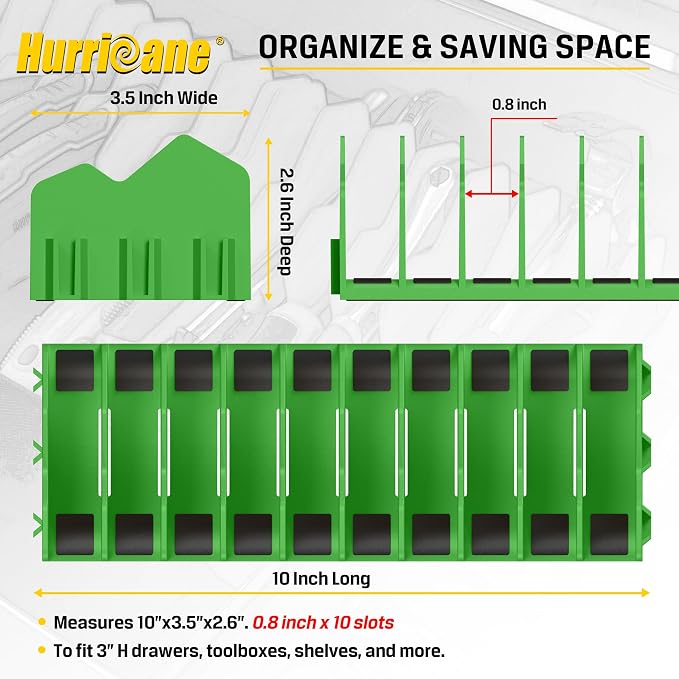 HURRICANE Pliers Organizer Rack with Non-Slip Rubber Base, Extendable Design, Blue and Green, 2 Pack