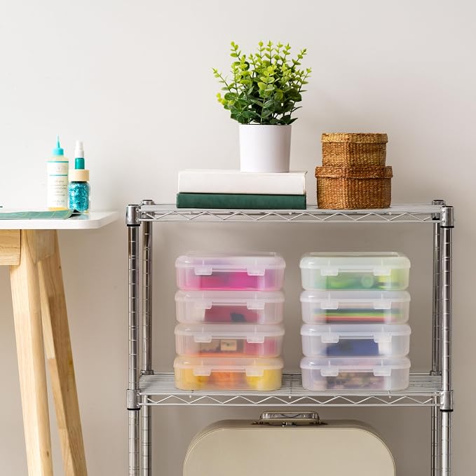 IRIS USA Scrapbook Case |Made in USA| Fits 6"x6" - Thick (8-Pack) - Clear | Portable Plastic Organizers with Built-In Handles for Small Paper, Art, Craft Supplies & Photos