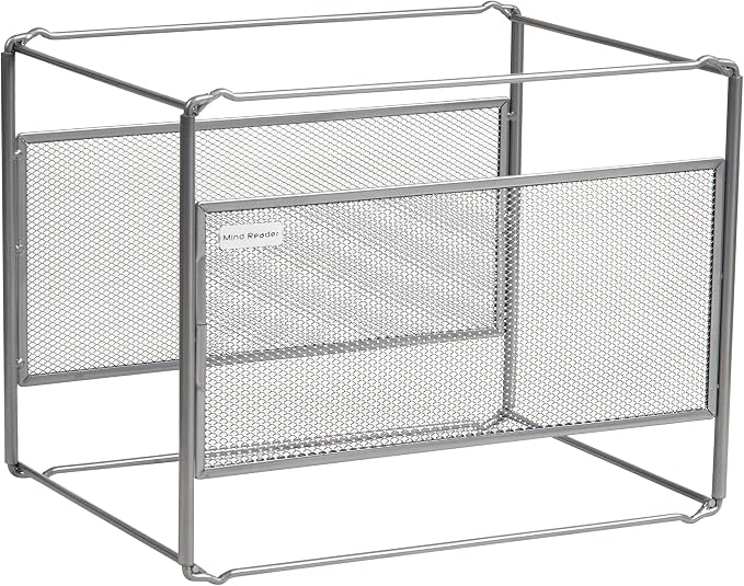Mind Reader Hanging File Folder Organizer, Desktop Organizer, Storage, Office, Metal Mesh, Silver