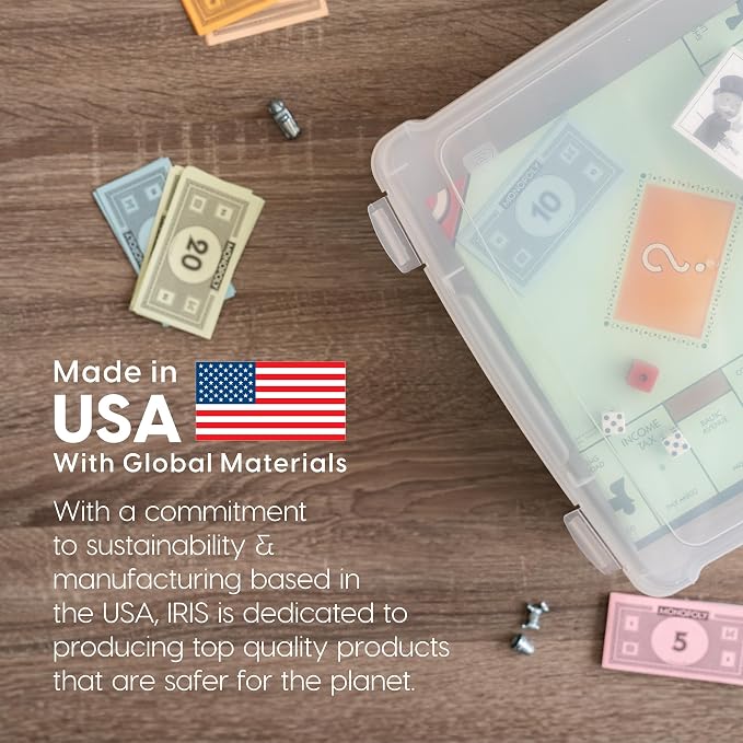 IRIS USA Board Game Storage |Made in USA| Thick Craft Case (2-Pack) - Clear | Fits 8.5" x 11" & A4 Paper, Organizers with Built-In Handle & Snap-Tight Lids, Containers for Puzzles, Art & Scrapbooking
