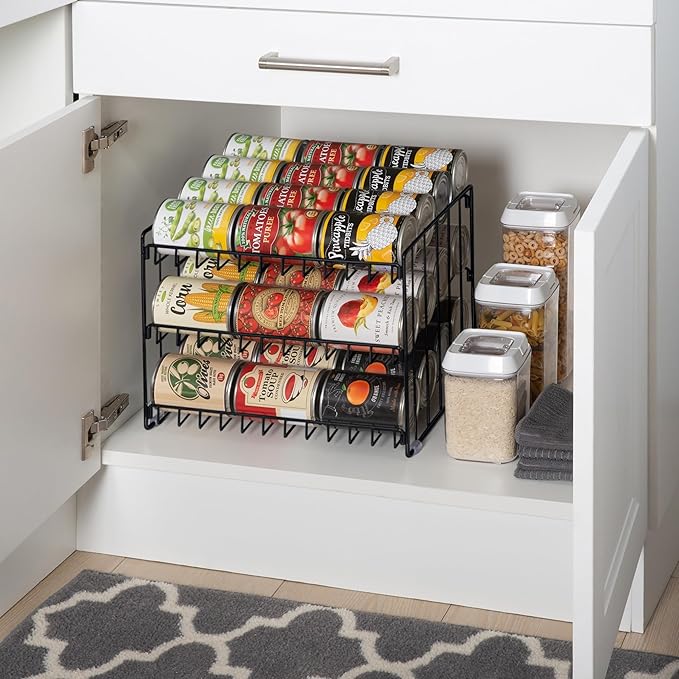 Kitchen Details 3 Tier Can Storage Organizer Rack in Black