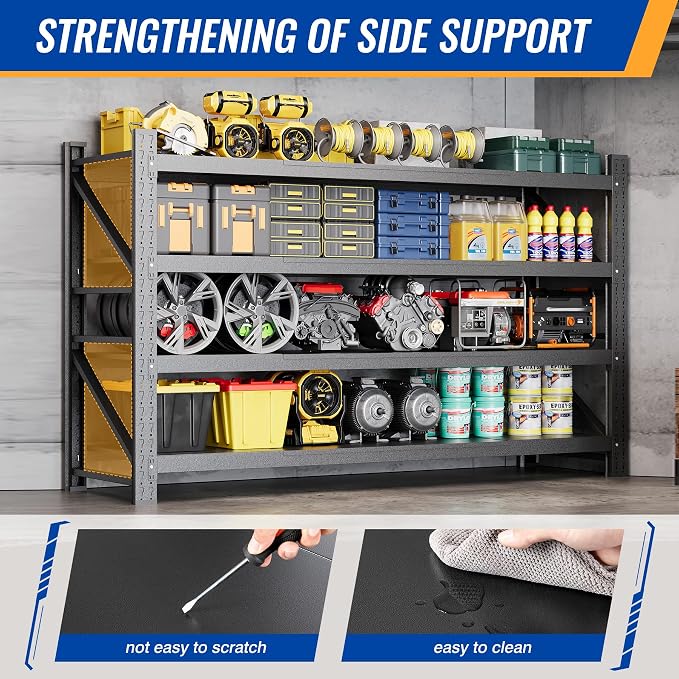 BYNSOE 68" W Storage Shelves 8000lbs Garage Metal Shelving Heavy Duty Garage Shelves Adjustable Storage Shelves for Industrial, Factory, (68" W X 24" D X 63.5" H)