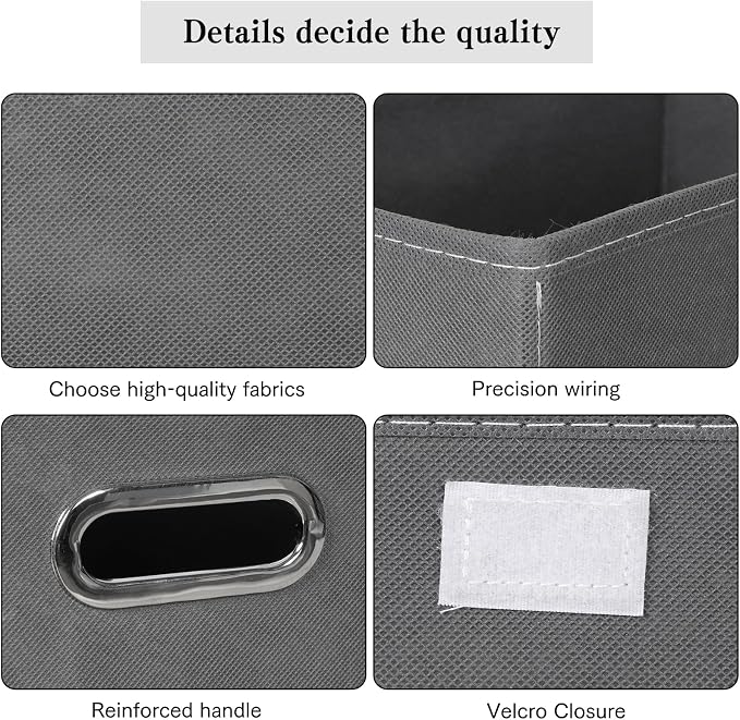 8-Pack Large Collapsible Storage Bins with Lids,Fabric Storage Cubes Organizer for Shelves,Closet,Nursery,Foldable Cube Storage Baskets with Handles,Home Boxes (14.9"x9.8",Grey)