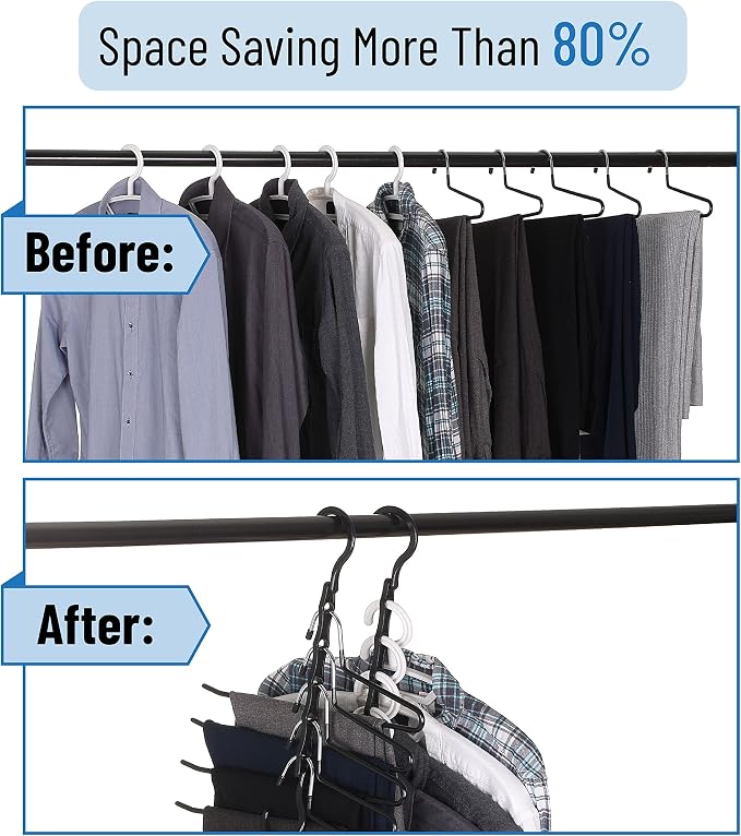 Mr. Pen- Space Saving Hangers, 16 pcs, 360° Rotating Hooks | Magic Cascading Hanger Organizer with 5 Enclosed Slots, Closet Organizers and Storage for Clothes