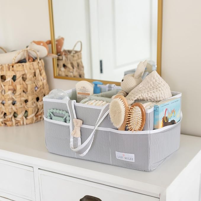 Baby Diaper Caddy Organizer - Large Tote Bag for Newborn essentials Boy or Girl - Baby Shower Basket - Nursery Must Haves - Registry Favorites - Newborn Caddie Car Organizer
