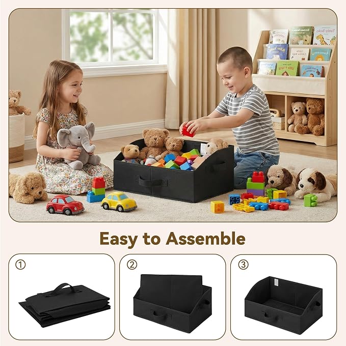 GRANNY SAYS Trapezoid Closet Storage Bins, Medium, Black, 3-Pack | Closet Organizer Bins for Shelf, Closet Organizers and Storage for Purses, Clothes, Toys, Towels, 16½"Lx11"Wx7¾"H