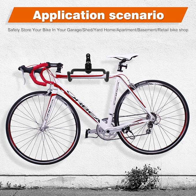 2PACK Bike Rack Garage Bike Wall Mount Bicycle Wall Hanger Bike Hook Bike Storage Rack for Indoor Storage Bike Horizontal Hanger Bicycle Wall Mount Bicycle Wall Rack