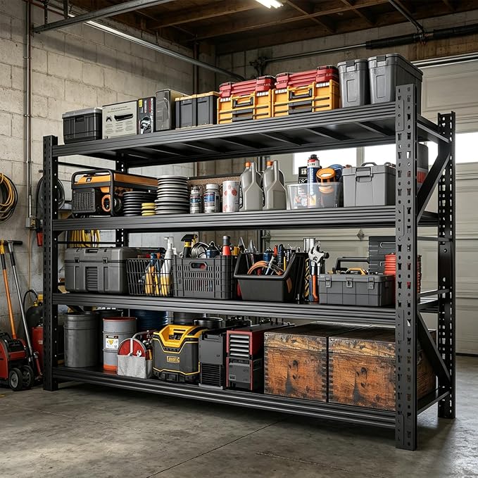 Heavy Duty Garage Shelving 73" H 3000LBS Load Capacity | Metal Garage Storage Shelves Adjustable Industrial Shelving Unit for Garage,Warsehouse,Workshop