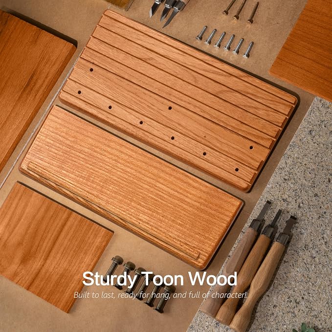 Rebee Vision Cedar Wood Key Holder Wall Mount for Room Decor, Natural | Key Holder for Wall, 6 Key Hooks, Floating Shelf, Plant Display, Mail Organizer, Farmhouse Home Decor Solution