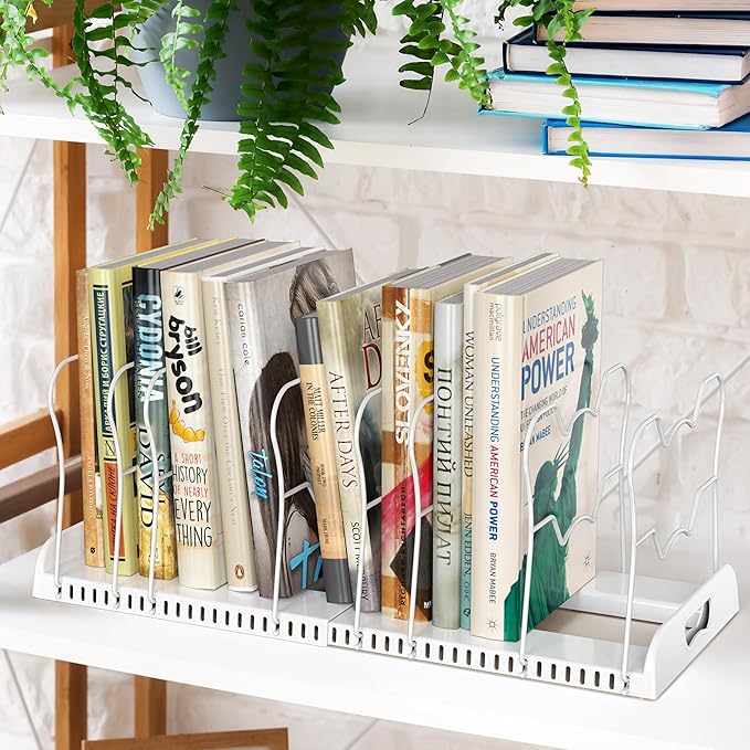 Simple Houseware Expandable Pan Rack 10 Adjustable Compartments, White | Kitchen Cabinet Organizer for Pots, Pans, Lids & Bakeware - Pantry & Countertop Storage