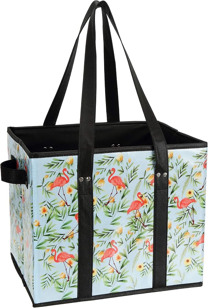 Foraineam Reusable Grocery Bags Set Durable Heavy Duty Tote Bag Collapsible Grocery Shopping Box Bag with Reinforced Bottom