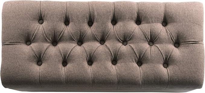 Homepop Home Decor | Tufted Ainsley Button Storage Ottoman Bench with Hinged Lid | Ottoman Bench with Storage for Living Room & Bedroom, Brown 18x40x18 inches