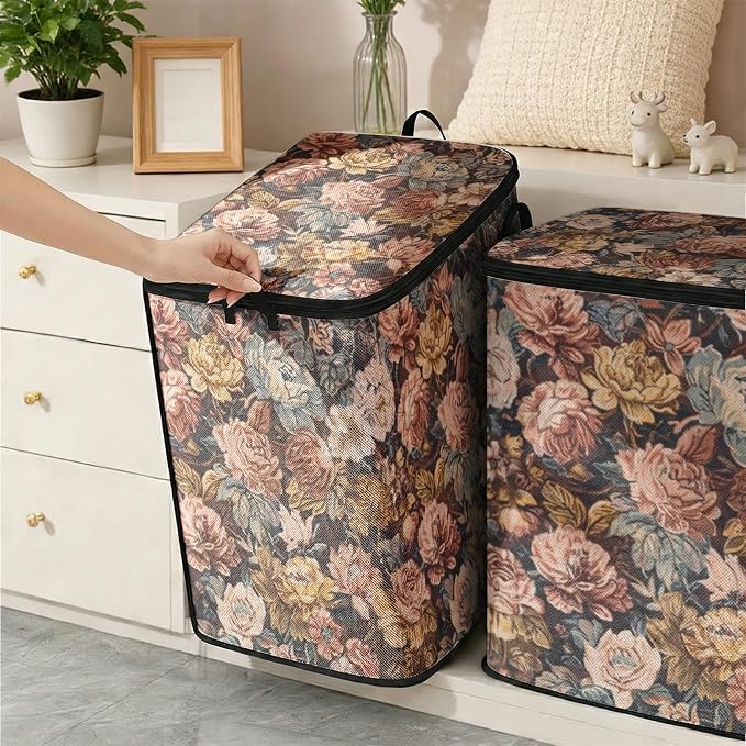 2pcs blanket storage bag for under bed,closet organizers 95L | clothing sweater sheet bedding comforter duvet quilt pillow toy storage bags with lids,dorm room essentials for containers