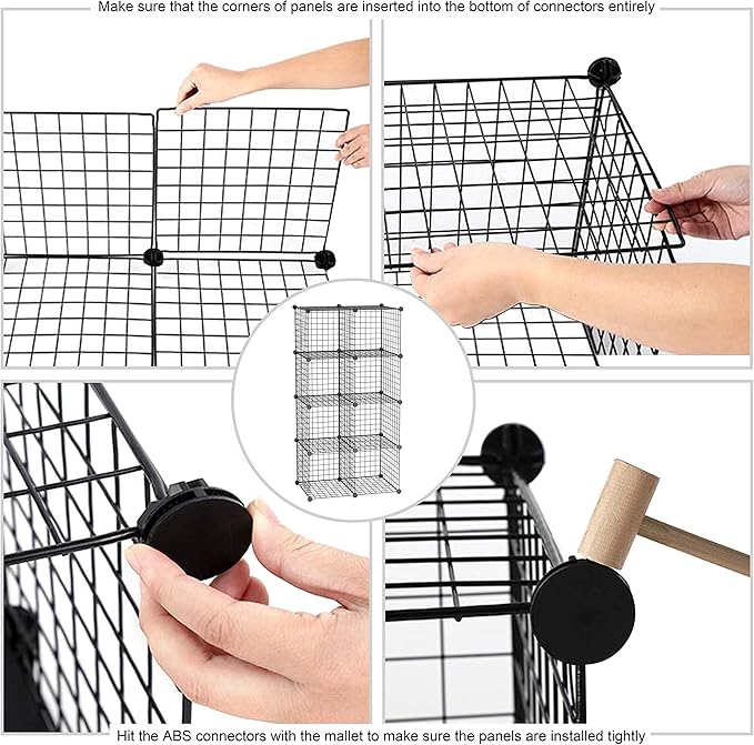 C&AHOME Wire Cube Storage, 8-Cube Organizer Metal C Grids Storage, Storage Bins Shelving, Modular Book Shelf, DIY Closet Cabinet Ideal for Living Room, Home, Office 24.8" L x 12.4" W x 48.4" H Black | Storage Bins Shelving, Modular Shelves, DIY Closet ...