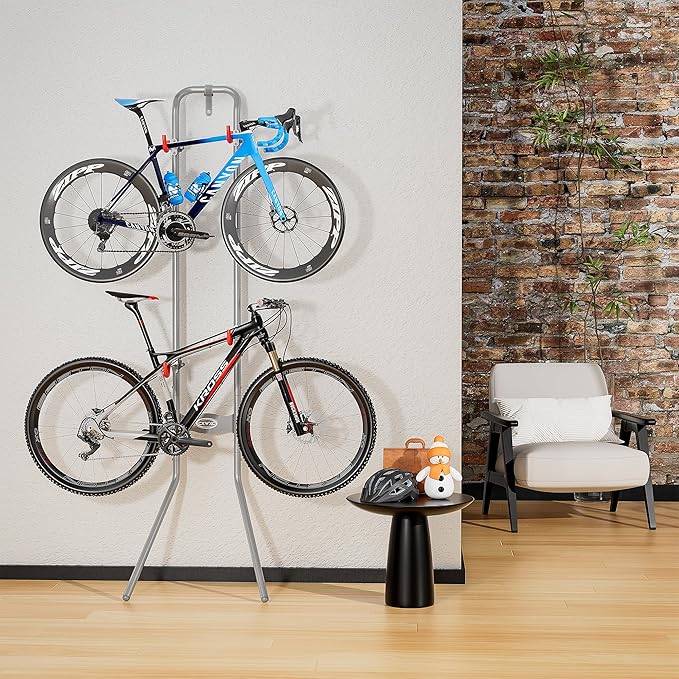 CXWXC 2 Bike Storage Rack (Max. 120LBS) - Gravity Wall Bike Rack - Fully Adjustable Bike Rack Garage,Home or Apartments - Vertical Bike Stand for Road, Mountain, and Hybrid Bicycles