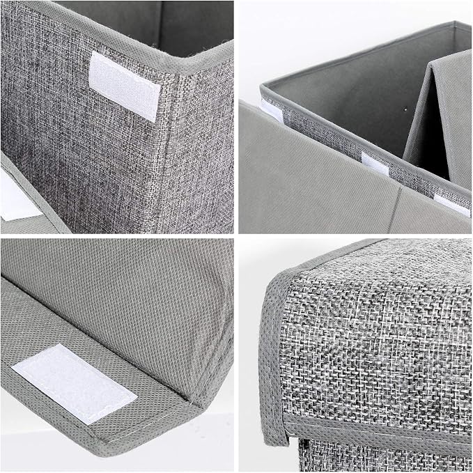 2 Pack Large Toy Box Storage with Lid, Collapsible Sturdy Toy Chest Storage | Toy Chest with Rivets Handles for Kids, Boys, Girls, Nursery, Playroom, Living Room, Bedroom, 25"x 13" x 16" (Linen Gray)