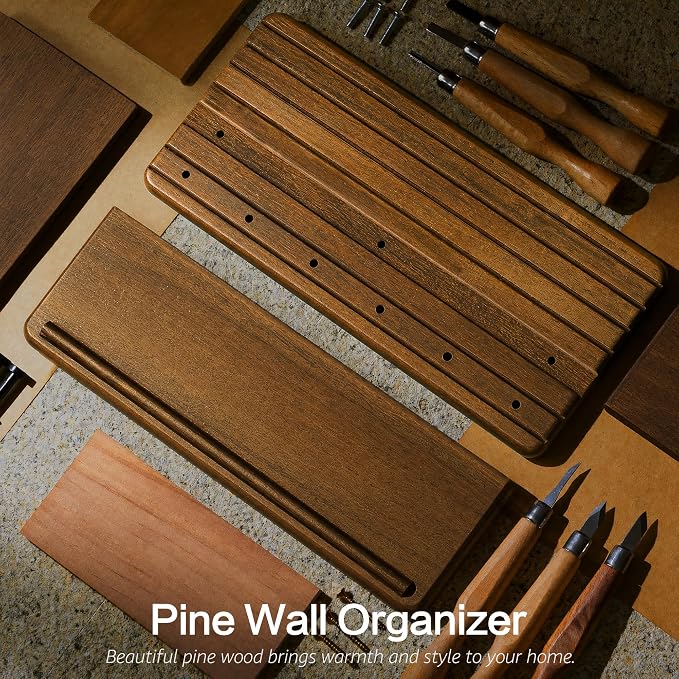 Rebee Vision Acacia Wood Key Holder Wall Mount for Entryway, Brown | Key Holder for Wall, Round Corner, Funtional Floating Shelf, Mail Organizer, Apartment Storage, Practical Home Essential