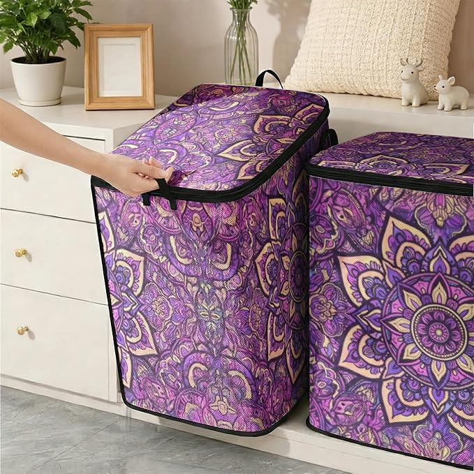 2pcs closet organizers and storage under bed,clothing blanket sweater sheet bedding comforter duvet quilt pillow toy storage bags with lids,dorm room essentials for containers 95L