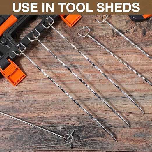 100 Pcs Peg Board Shelving Hooks Stainless Steel Hanging Board Pegs Wall Display Hooks Bulk for 1/8 1/4 Garage Storage Organizer Accessories (12 Inch,Silver)