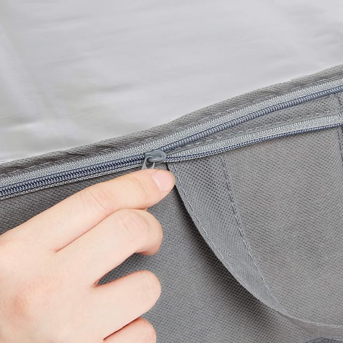 Amazon Basics Under Bed Storage Bags for Clothes, Blankets and Linens, Foldable Fabric Containers with Clear Window and Handles, 30.2" x 20" x 5.7", Gray, 2-Pack