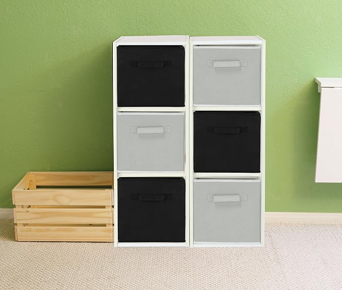 Simple Houseware 11-Inch Foldable Cube Storage Bins, Black, 6-Pack | Lightweight & Durable Structure Fabric Cubes Organizer for Closet or Shelves
