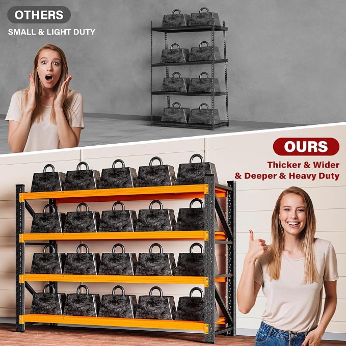 5000LBS Heavy Duty Garage Shelving Units,60" Wide & Deep Storage Shelves,Orange Metal Garage Shelves,Large Storage Rack,Steel Shelf,Industrial Shelving for Shop,Warehouse,60" W x 24" D x 70" H