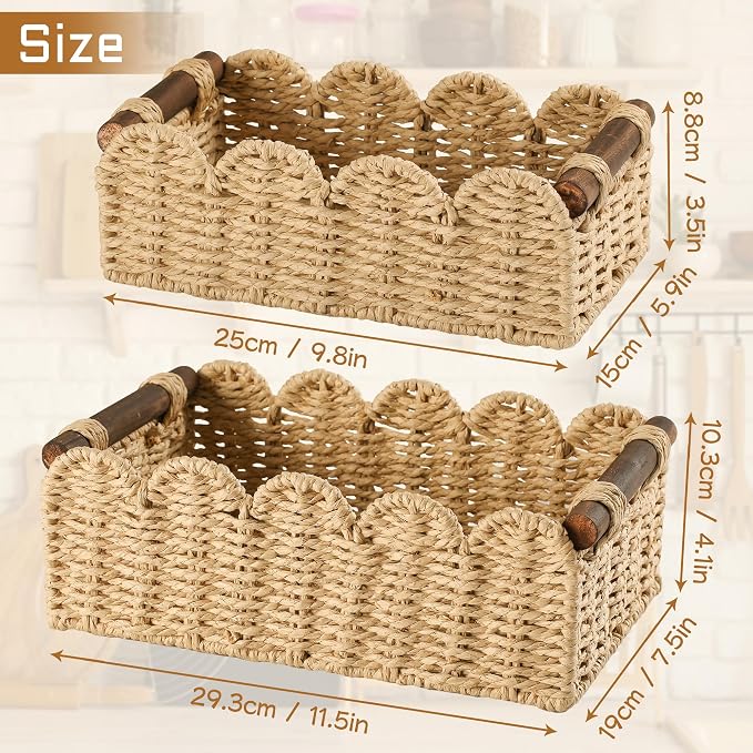 Storage Basket Wicker Baskets for Organizing Toilet Paper Storage Basket for Toilet Tank Top,Beige