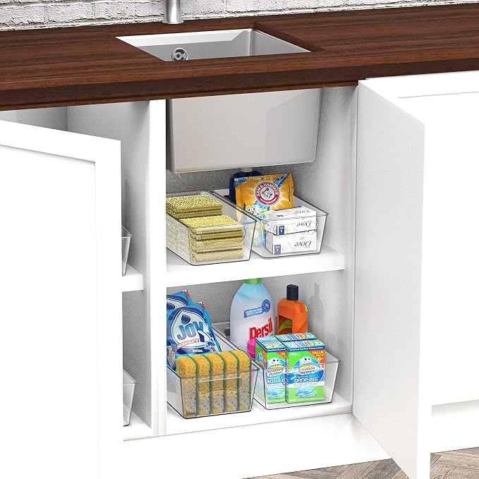 Simple Houseware Pantry Bins Storage Organizer, 8 Packs, (4M/4L) | Large 14 x 7 x 3.75 in. | Medium 12 x 6.2 x 3.4 in.