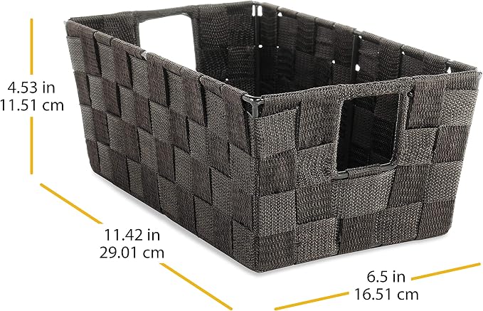 Whitmor 6581-2712-ESPR Woven Strap Small Shelf Espresso Storage Tote (Pack of 2)