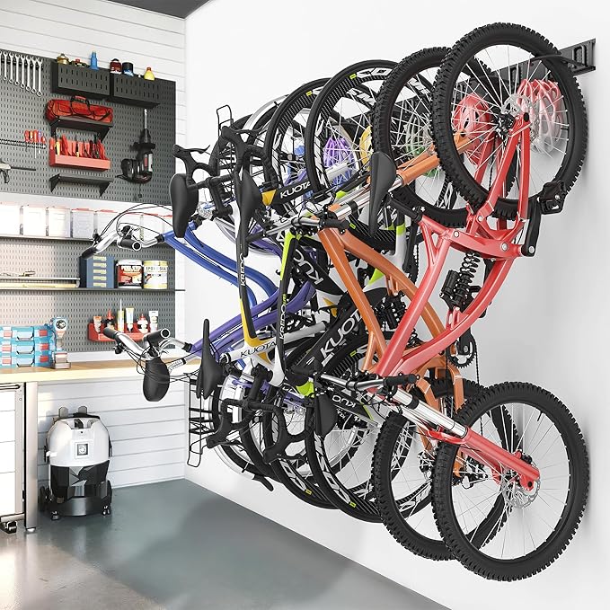 Ultrawall Bike Storage Rack, Wall Mount Bicycle Rack Vertical Bike Hanger for Garage, Home, 6 Bike Racks & 6 Helmet Hooks, Holds Up To 660lbs