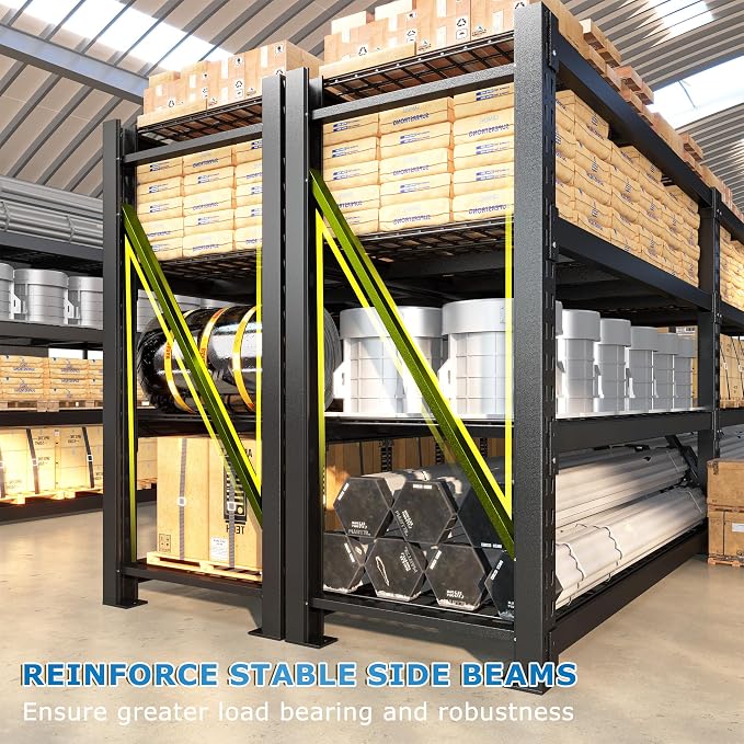 Bepatio 11000LBS Industrial Storage Shelves 2-Pack, 72"H x 60"W x 24"D Super Heavy Duty Shelves, 4-Tier Adjustable Rivet Metal Shelving Unit for Warehouse Distribution Center, Commercial Garage Shop