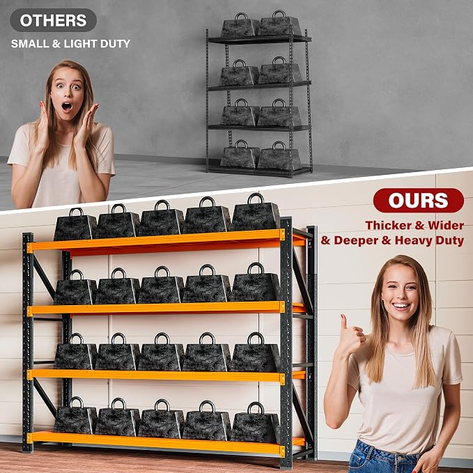 6000LBS Heavy Duty Garage Shelving Units,79" Wide & Deep Storage Shelves,Orange Metal Garage Shelves,Large Storage Rack,Steel Shelf,Industrial Shelving for Shop,Warehouse,79" W x 24" D x 79" H