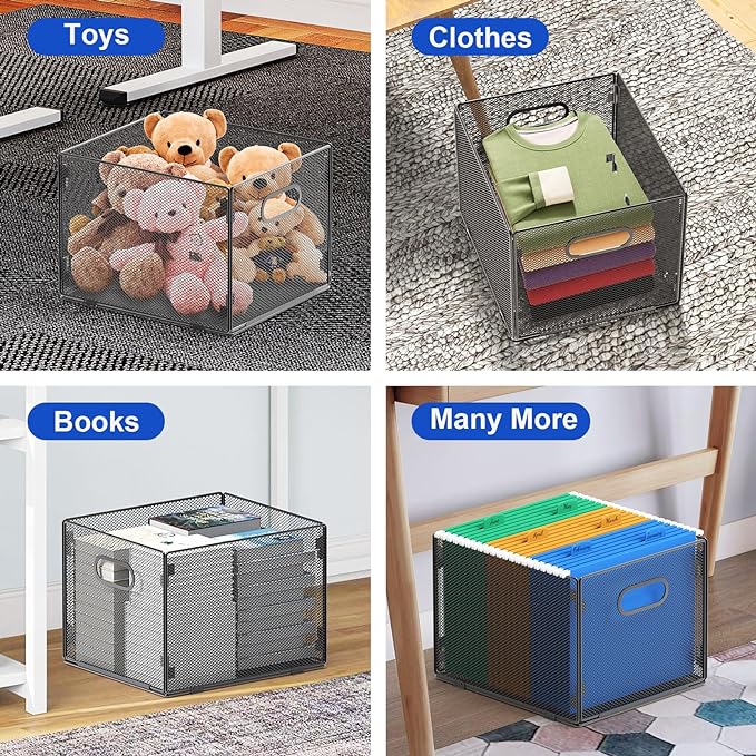 samstar Hanging File Organizer, Mesh File Folder Organizer File Crate File Cabinet Inserts Storage Box, Letter Size