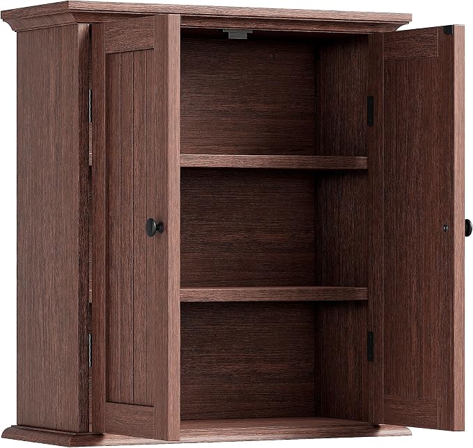 ChooChoo Bathroom Wall Cabinet with 2 Doors, Over The Toilet, Farmhouse | 8.8"D x 21.1"W x 24"H, Medicine Cabinet, Adjustable Shelves, Cupboard, Walnut