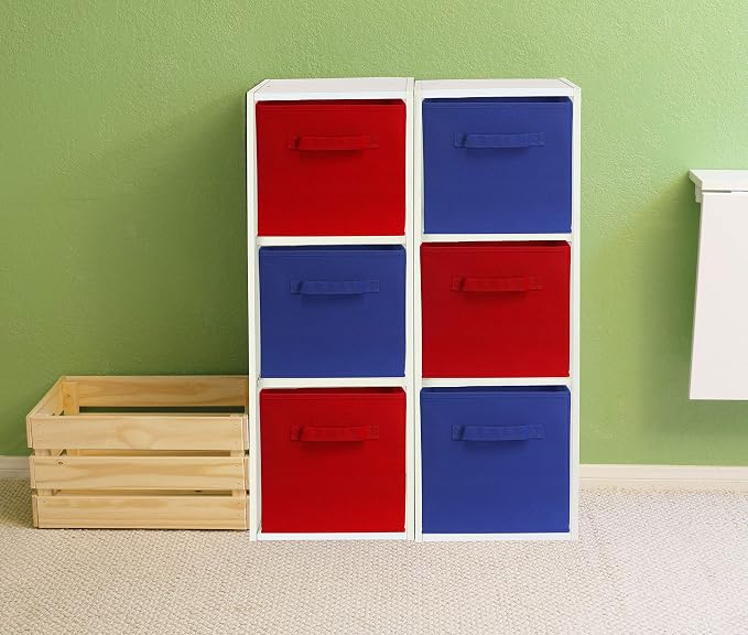 Simple Houseware 11-Inch Foldable Cube Storage Bins, Dark Blue, 6-Pack | Lightweight & Durable Structure Fabric Cubes Organizer for Closet or Shelves