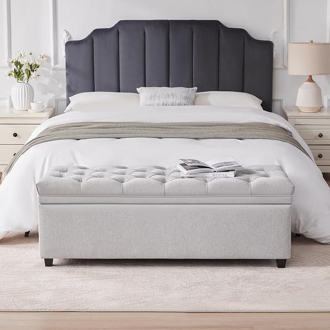 Mangodan 50 Inch Large Storage Ottoman, Tufted Ottoman with Storage | End of Bed Ottomans for Living Room, Bedroom, Modern Entryway Benchs