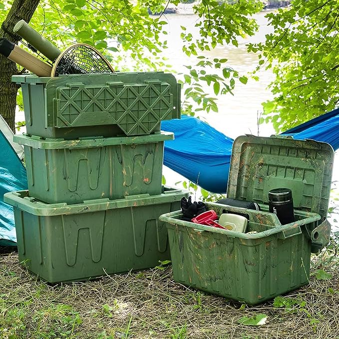 HOMZ 15 Gallon Storage Tough Tote, Camo Green, 2 Pack