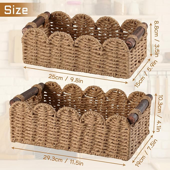 Storage Basket Wicker Baskets for Organizing Toilet Paper Storage Basket for Toilet Tank Top,Cream