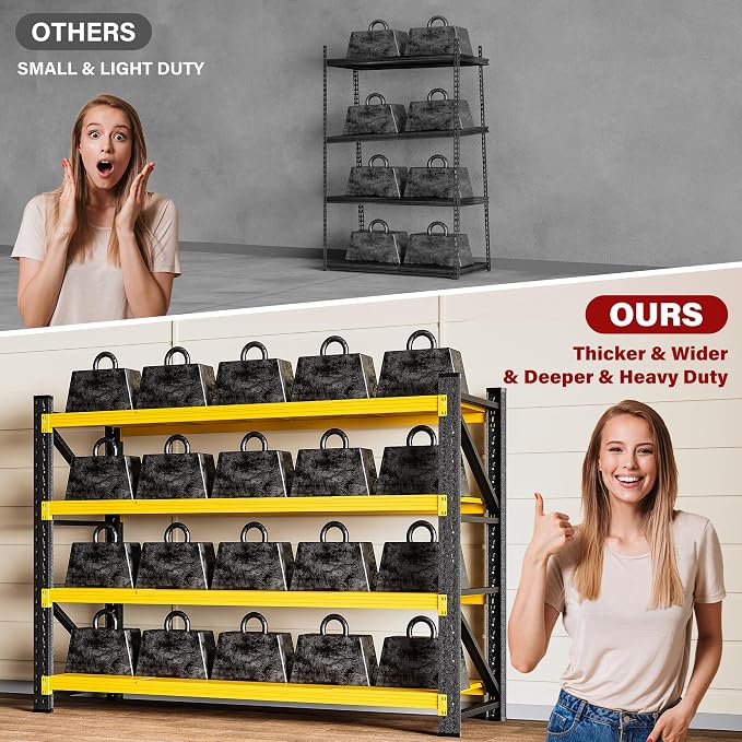 5000LBS Heavy Duty Garage Shelving Units,60" Wide & Deep Storage Shelves,Yellow Metal Garage Shelves,Large Storage Rack,Steel Shelf,Industrial Shelving for Shop,Warehouse,60" W x 24" D x 70" H