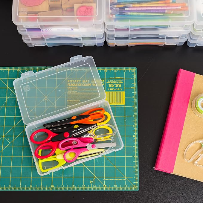 IRIS USA Clear Cases |Made in USA| Plastic Box Organizers (6-Pack)- Medium | Bead Storage Organizing Containers with Snap Lid for Arts, Crafts, Ephemera, Stickers, & Dance Cheer