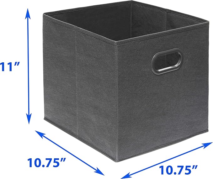 Simple Houseware 11-Inch Foldable Cube Storage Bins with Handles, Dark Gray | 6-Pack Lightweight & Durable Structure Fabric Cubes Organizer for Closet or Shelves