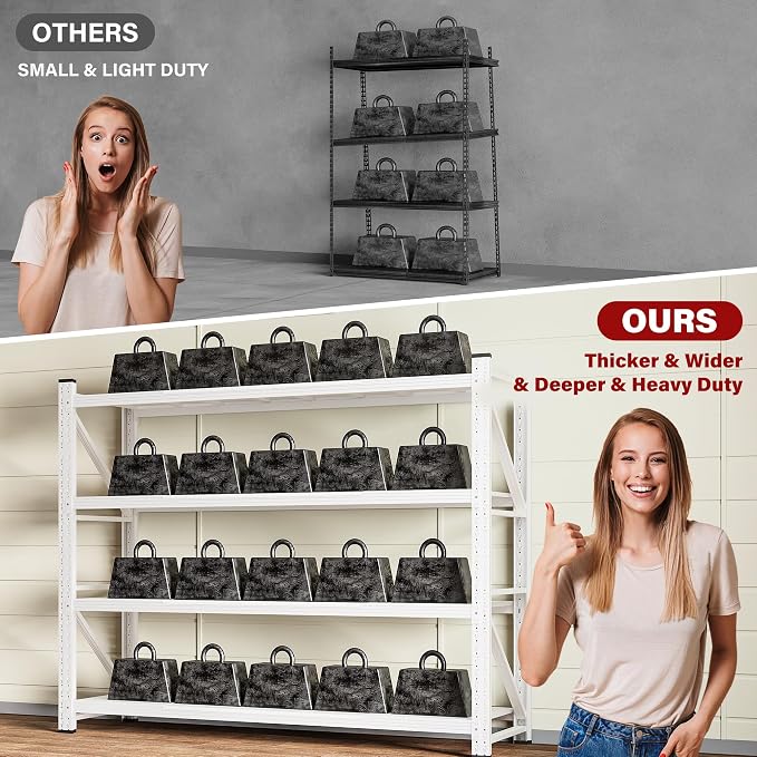 6000LBS Heavy Duty Garage Shelving Units,79" Wide & Deep Storage Shelves,White Metal Garage Shelves,Large Storage Rack,Steel Shelf,Industrial Shelving for Shop,Warehouse,Basement,79" W x 24" D x 79" H