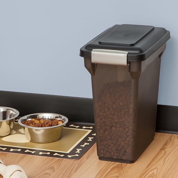 IRIS USA Dog Food Storage Container, Up to 13 lbs, Smoke, Made in USA | BPA-Free, Airtight Seal, Best for Cat Food, Bird Seed, Chicken Feed, Pet Toys, Treats, Pellets